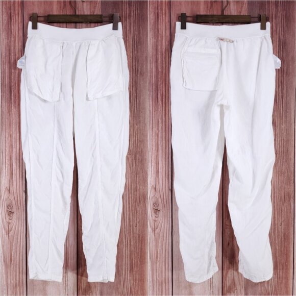 Faherty Womens Small Arlie Pants Slim Fit Straight Leg Linen Blend Pull On White - Picture 2 of 11